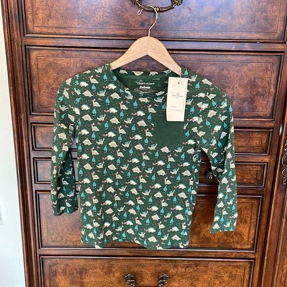 Nwt Craft and Flow boys festive holiday dino’s long sleeve tee shirt - Picture 1 of 16